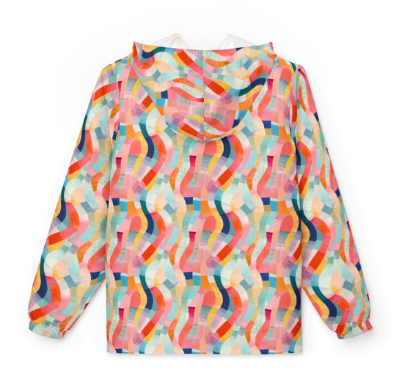 Colorwave Abstract Windbreaker Jacket — Lightweight Hooded Packable Jacket