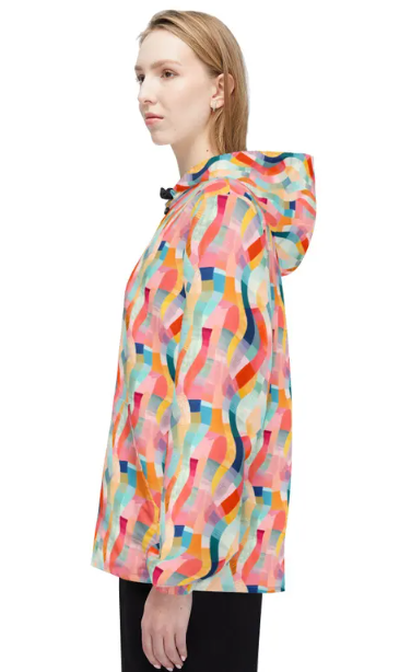 Colorwave Abstract Windbreaker Jacket — Lightweight Hooded Packable Jacket