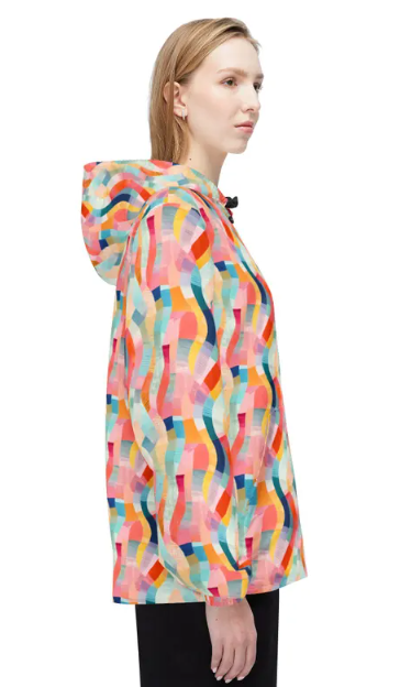 Colorwave Abstract Windbreaker Jacket — Lightweight Hooded Packable Jacket