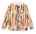 Colorblock Stripe Windbreaker Jacket — Bright Geometric All-Over Print