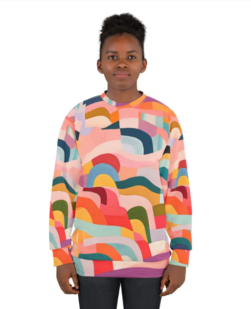 Abstract Rainbow Waves Sweatshirt