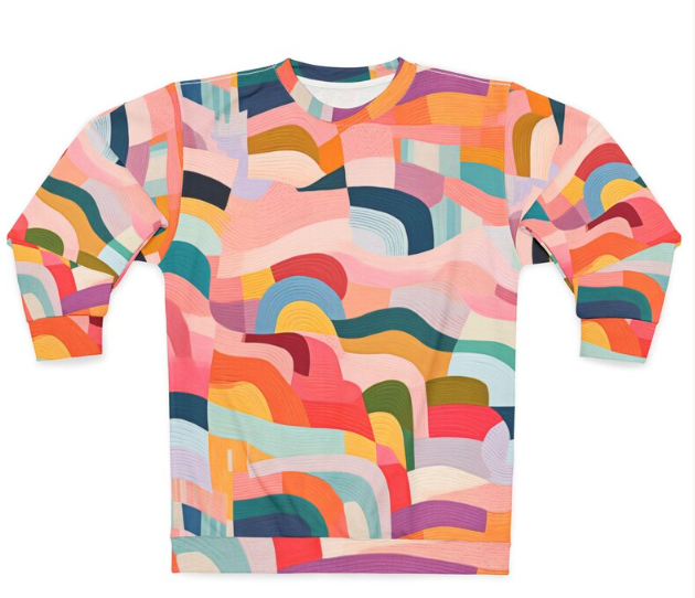 Abstract Rainbow Waves Sweatshirt