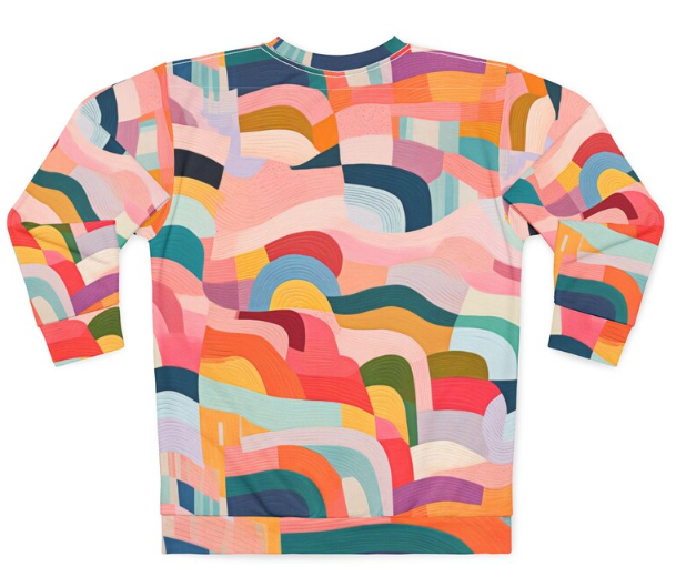 Abstract Rainbow Waves Sweatshirt